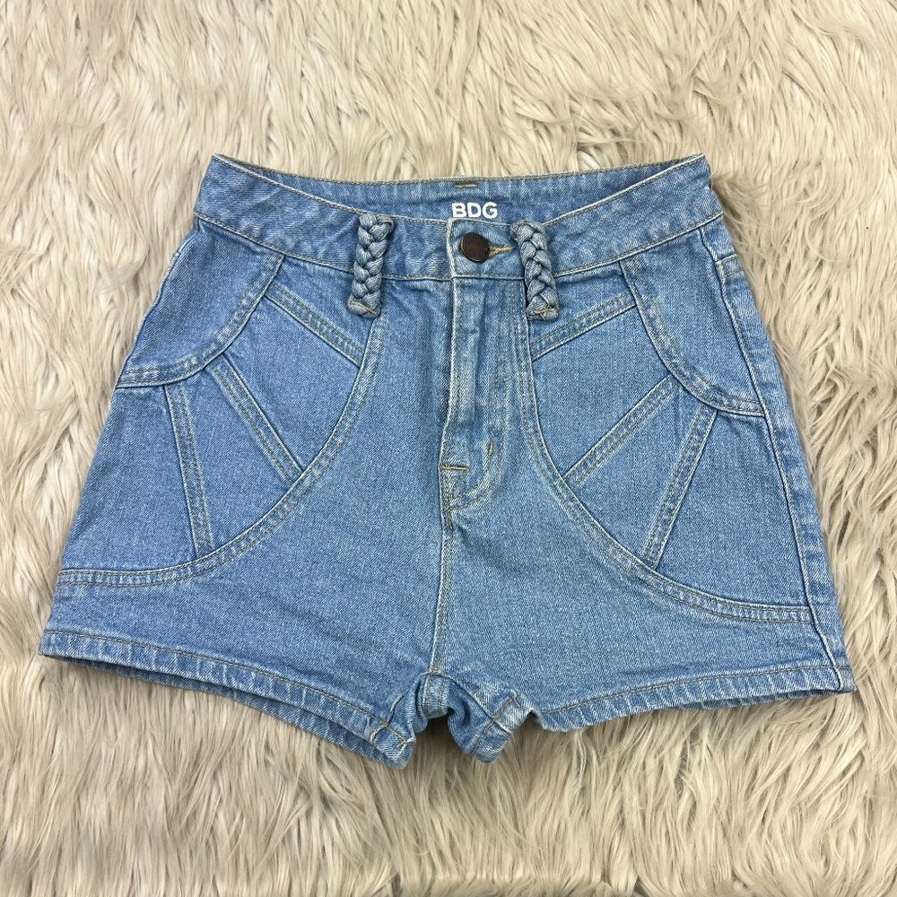 Urban Outfitters - BDG Women's Light Wash Boho Braided Belt Loop Shorts